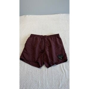Armani Exchange Mens Burgundy Swim Trunks Mesh Lined Logo Shorts XL